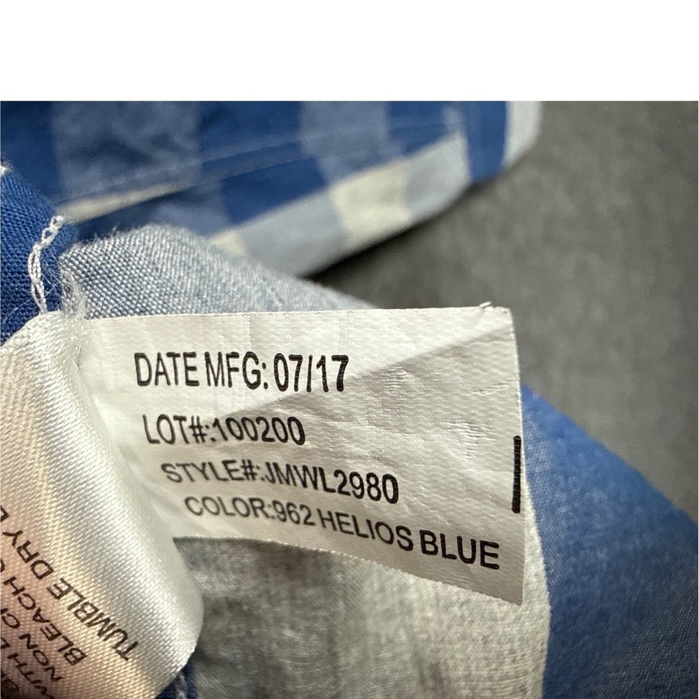 johnnie-o Blue Gingham Check Button Down Shirt Hangin Out Collection Mens Size L - Picture 5 of 11